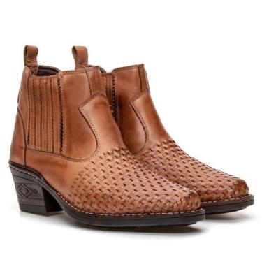 Imagem de Bota Country Masculina Bico Fino Salto Baixo Confortável - IGO, Marrom