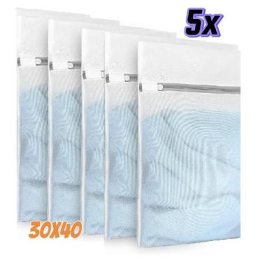 Imagem de Sacos para Lavar Roupas Delicadas Kit com 5 unidades  30x40cm Organiza