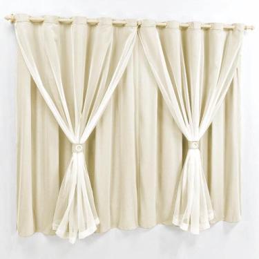 Imagem de Cortina Dani para Varão Tecido Malha e Voal 3,00 Metros x 2,80 Metros 