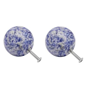 Imagem de Rockcloud 2 maçanetas redondas de pedra de cristal com parafusos, puxadores de gaveta para guarda-roupa, armário, cômoda, decoração de casa, sodalita