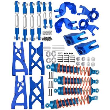 Imagem de HopsupRC Peça de atualização para Arrma Senton/Granito 4X4, amortecedores dianteiros e traseiros de liga e braços e articulações dianteiras de bloco de direção e C-Hubs Blocos de rodízio e cubos traseiros e fivelas ajustáveis, elos de cambagem, azul marinho