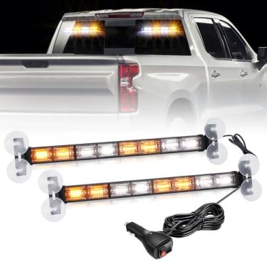 Imagem de OPPBUY Barra de luz âmbar branca para conselheiro de trânsito, 40,6 cm, 96 LED, aviso de segurança, luz de para-brisa dianteira/traseira com 60 modos de piscar para veículos de construção, caminhões