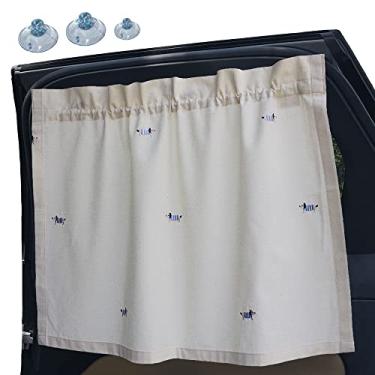 Imagem de Persianas para janela lateral de carro – Protetor solar triplo com ventosa para carro – Capas de janela de carro laváveis na máquina – Aglet de corda durável – Protetor solar de janela lateral de tecidos naturais – fácil instalação (filhote)