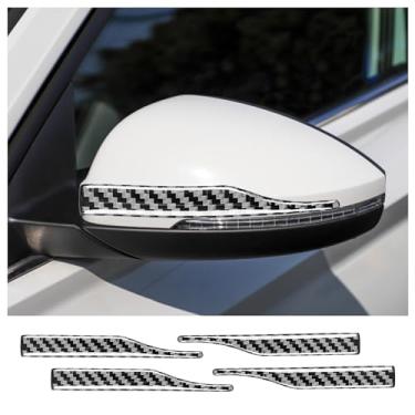 Imagem de 4 peças de fita anticolisão de espelho retrovisor de carro, adesivos e decalques de carro de fibra de carbono brilhante para decorações e proteções, acessórios externos automotivos universais para