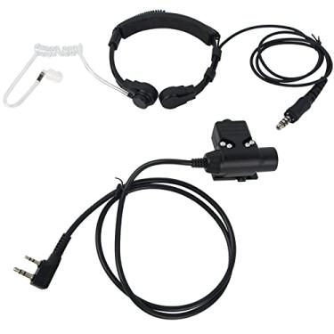 Imagem de Pdflie Fone de ouvido Laringofone com microfone de garganta com 2 pinos U94 PTT compatível com Kenwood Retevis Arcshell Radio UV 5R ar-5 ar-6 ar-152 rt21 rt22 rt68 uv-s9 Plus bf-888s bf-f8hp h777