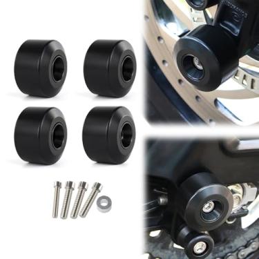 Imagem de REARACE Protetor de colisão da estrutura da roda do garfo dianteiro traseiro da motocicleta compatível com Husqvarna Vitpilen/Svartpilen 401 2017-2023, almofadas deslizantes de eixo