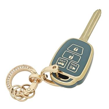 Imagem de Capa de chave para Toyota com chaveiro macio TPU para chave de carro protetor compatível com Camry Corolla RAV4 Highlander Avalon Corolla iM Venza Yaris (azul)