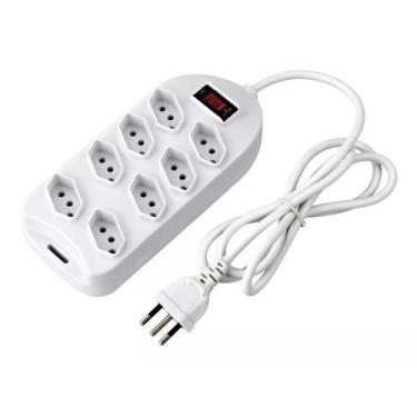 Imagem de Extensão Elétrica 8 Tomadas Régua Com Interruptor Filtro de Linha 127V