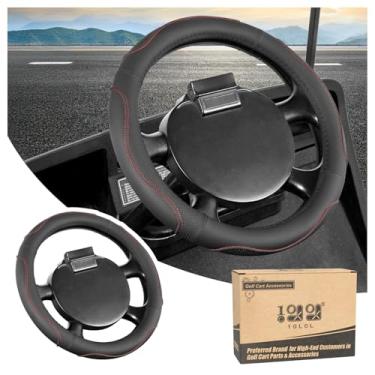 Imagem de 10L0L Capa de volante premium para carrinho de golfe EZGO, 33 cm, preto e vermelho