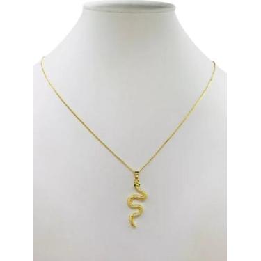 Imagem de Cordão Feminino 1mm Serpente (cobra) - Banhado a Ouro 18k - Tojoia18K,