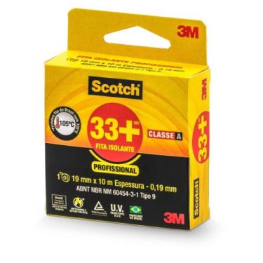 Imagem de Fita isolante anti-chama preto 3m scotch 33+ 19mmx 10m