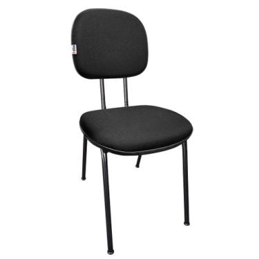 Imagem de Cadeira Secretaria Fixa Pé Palito Estofada Jserrano Preta Para Escritó