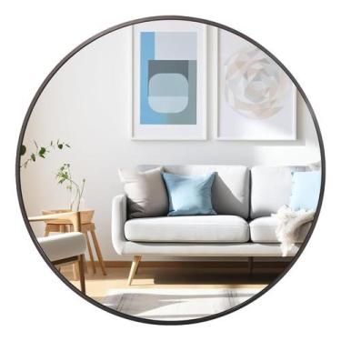 Imagem de Espelho redondo com moldura preta 70cm - Woodglass