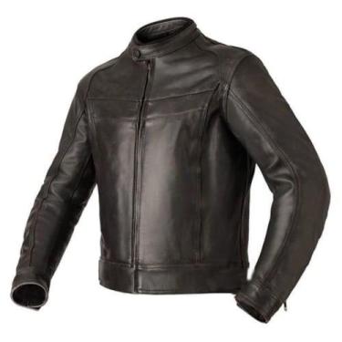 Imagem de Jaqueta De Couro 100% Legitimo Masculina Básica Moto Classic Lisa - Gr