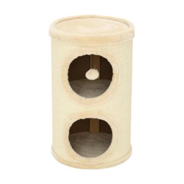 Imagem de Fenteer Casa de gato para gatos internos Estrutura de escalada para gatos Grande parte superior de pelúcia com bola de brinquedo suspensa Cama para arranhar