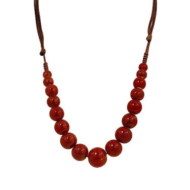 Imagem de MINACHI Boho Hippie Colar de Contas de Cerâmica Colorido Joias Boêmia Presente para Mulheres, Pedra, Sem Pedra Preciosa