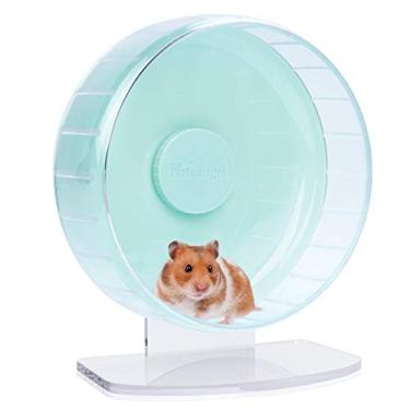 Imagem de Rodas de exercício de hamster super silenciosas da Niteangel: – Rodas de corrida silenciosas com suporte ajustável para hamsters gérbils ou outros animais pequenos (M, verde-menta)
