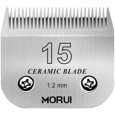 Imagem de morui Lâmina de substituição para tosador de cães de estimação, lâmina de cerâmica removível, compatível com a maioria dos Andis, Oster A5 Wahl série KM Clippers tamanho 15, comprimento de corte 3/64
