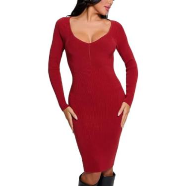 Imagem de GUESS Vestido feminino longo Lseeve Josie Cardi, Lurex prateado cinza escuro, GG