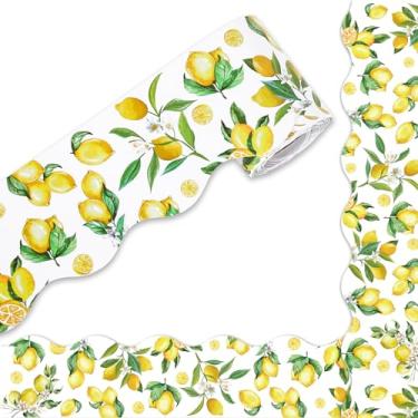 Imagem de JarThenaAMCS Quadro de avisos de verão de 80 m, borda aquarela, flor de limão, corte de matriz, rolo de borda para sala de aula de verão, quadro-negro, decoração escolar