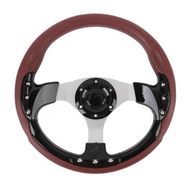 Imagem de Volante de Corrida Universal, Volante de Corrida de Carro de 3 Raios de 13 Polegadas Com Botão de Buzina, Couro PU e Alumínio Estilo Esportivo Volante Automotivo de Deriva (Preto)