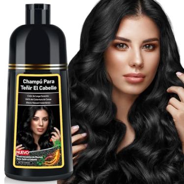 Imagem de Shampoo Tintura de Cabelo KAISASA 3 em 1 Preto, 500ml, Cobertura de Cabelos Grisalhos com Ingredientes Naturais