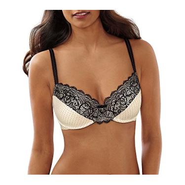 Imagem de Bali Aro feminino de renda com decote nas costas, Estampa de micropontos Whisper branco/preto, 32D