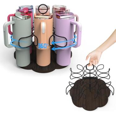 Imagem de Organizador de garrafa de água grande com 8 compartimentos para copo Stanley de 1,134 g, suporte giratório Stanley para 8 copos, rack de armazenamento de garrafa de água para acessórios de copos