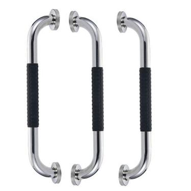 Imagem de Barra de Apoio 30cm Inox Kit 3 unidades Superficie Antiderrapante Idos