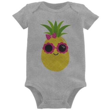 Imagem de Body Bebê Abacaxi Óculos e Laço - Foca na Moda, Cinza, GG