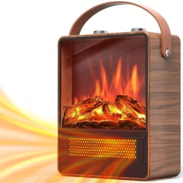 Imagem de Riseon Aquecedor De Lareira Elétrico Para Uso Interno, Aquecedor De Ambiente De 1500 W/750 W Com Chama De Led 3D, Proteção De Segurança Dupla, Aquecedor De Lareira Portátil Para Decoração De Natal E