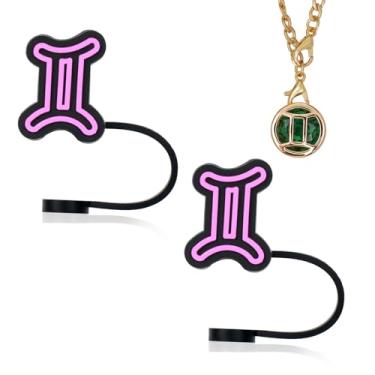 Imagem de Capa de canudo de silicone da Constelação para Stanley Cup 30 1,134 g, copo copo personalizado acessórios de zircão de constelação, presentes fofos para mulheres (Gêmeos)