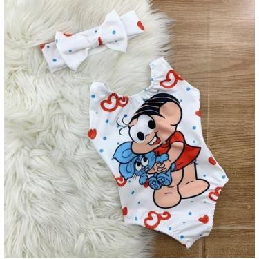 Imagem de Body Maio Suplex Infantil Temático da Mônica Branco - Joaninha Baby, 0