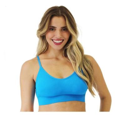 Imagem de Sutia Top Alça Fina C/ Bojo Removivel Confortável - Impllus, P, Azul