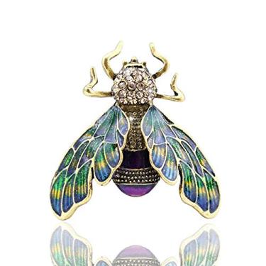 Imagem de Tvoip Broches de esmalte animal inseto natural abelha abelha aranha liga alfinetes vintage joias para mulheres, Metal, broches