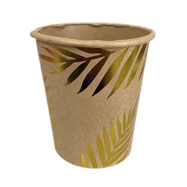 Imagem de Copo De Papel Kraft Silver Folhagem Dourada 270ml 10un