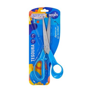 Imagem de Tesoura Multiuso Artesanato Aço Inox 17,8cm Cabo Azul - 7 Polegadas Blister brw