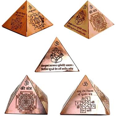 Imagem de Pirâmide de cobre Vastu de ervas orgânicas com mantra de sílaba com figura Ganesha, Shri Vaastu Dosh Nivaaran, Shri Kuber Mantra