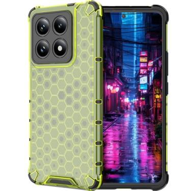 Imagem de Ephoou Capa transparente para Xiaomi 14 T, não amarela, antiarranhões, fina, colmeia à prova de choque, capa de proteção para Xiaomi 14T verde transparente