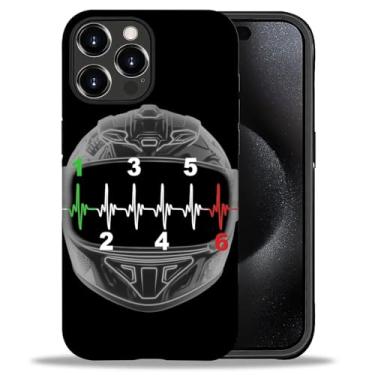 Imagem de yicomon Capa compatível com iPhone 16 Pro, capa de celular fosca com estampa de capacete de motocicleta, durável, moderna, engraçada, capa protetora macia antiarranhões à prova de choque
