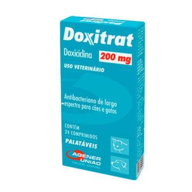 Imagem de Doxitrat 200mg para Cães e Gatos Uso Veterinário com 24 Comprimidos