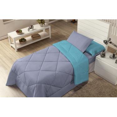 Imagem de Kit Edredom Solteiro Dupla Face Ternura 04 peças - Tifany/ Cinza - Cas