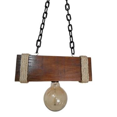 Imagem de Luminária Pendente Caibro De Madeira Rústica Vertical 30cm para 1 Lâmp