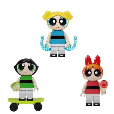 Imagem de Kit 3 Bonecas Meninas Super Poderosas Blocos De Montar