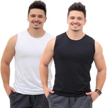 Imagem de Kit 2 Peças Camiseta Cavada Regata Masculina Algodão - TechMalhas, Pre
