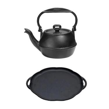 Imagem de Kit Chaleira Tradição Ferro Fundido 2L E Chapa Petisco 24Cm