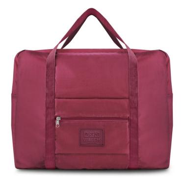 Imagem de Bolsa De Viagem Dobrável Retangular Estampa Lisa Jacki Design Vermelho Escuro
