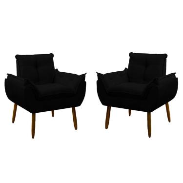 Imagem de Kit 2 Poltrona Decorativa Sala Estar Escritório Quarto Prime Preto