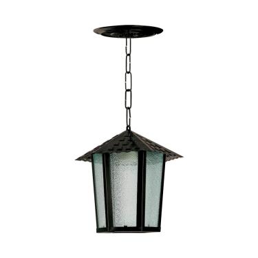 Imagem de Lustre Pendente Blumenau Colonial Sextavado Vidro Pontilhado E27 Bivolt Preto Fosco
