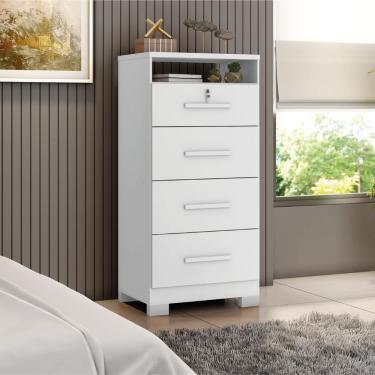 Imagem de Cômoda Com Chave 4 Gavetas Primordial Max Zanzini Branco